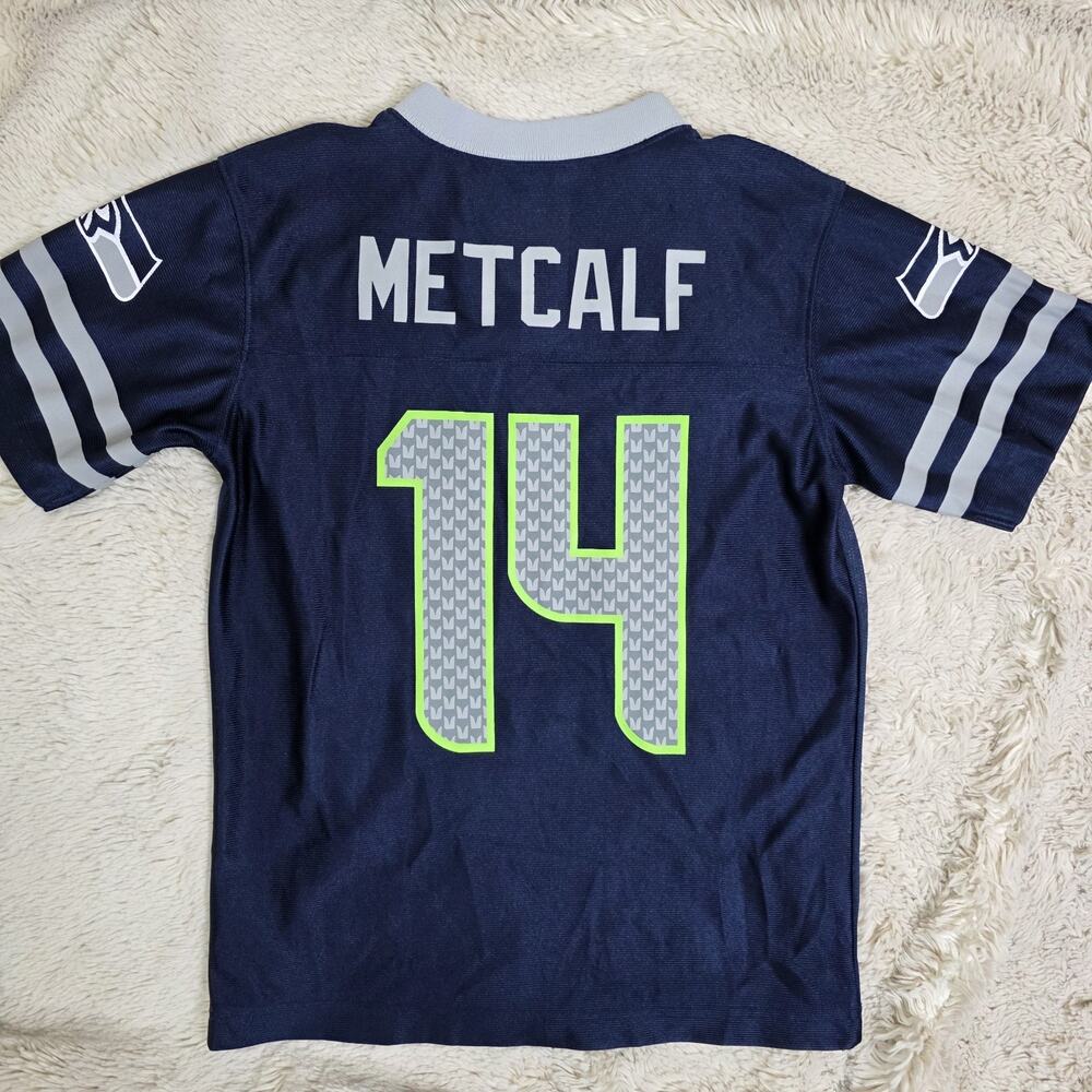 Seattle Seahawks Jersey DK Metcalf NFL Team Apparel Blue Boys Youth Medium 8/10 - Picture 2 of 3